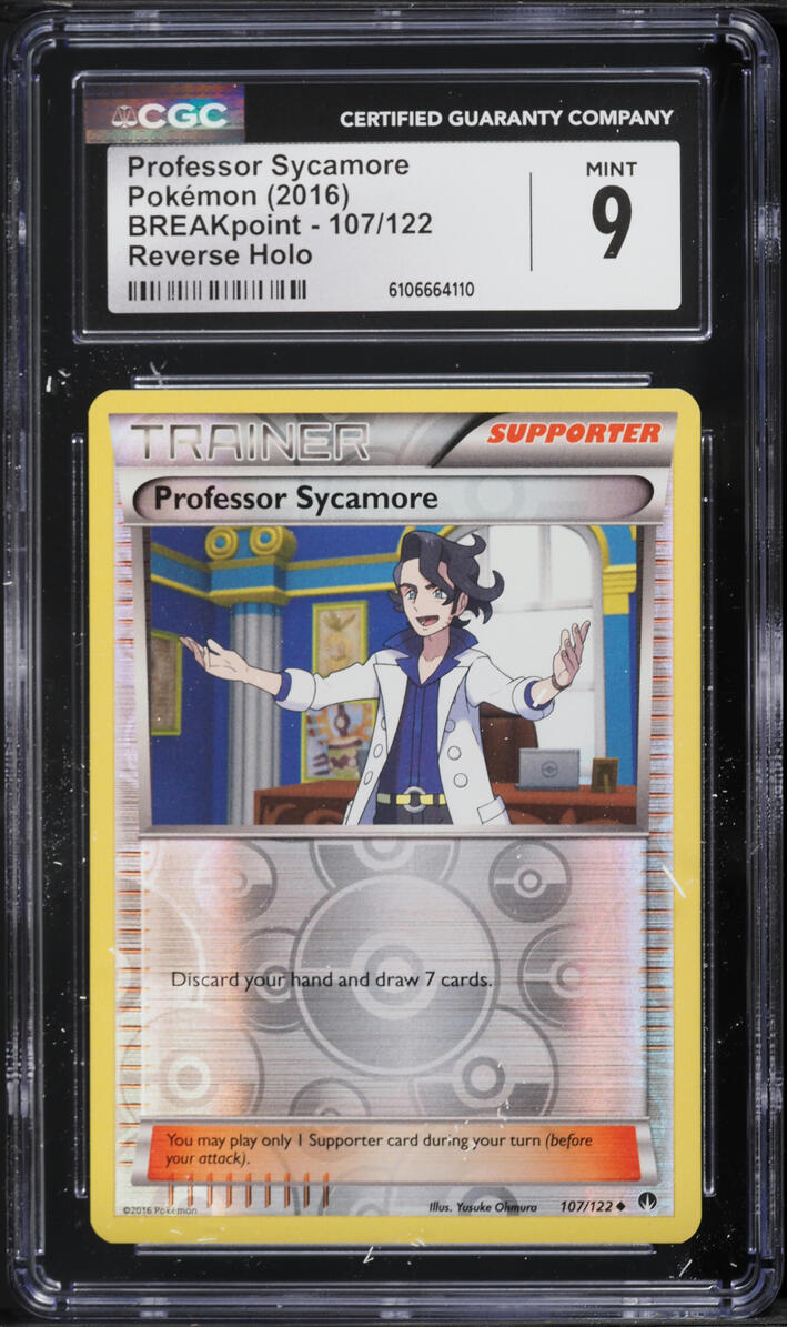 2016 Pokemon XY BREAKpoint Reverse Holo Professor Sycamore #107 CGC 9 MINT
