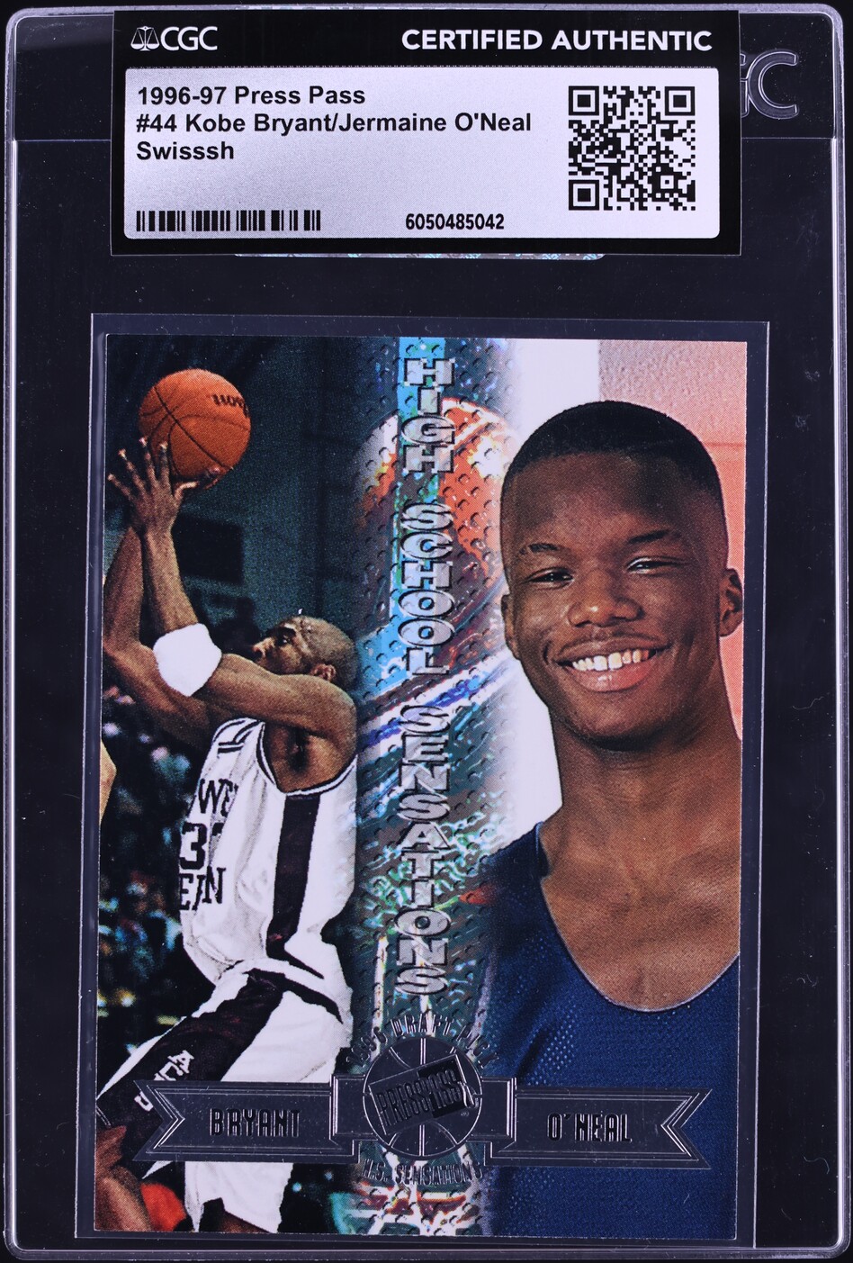 1996 Press Pass Swisssh Kobe Bryant Jermaine O'Neal ROOKIE #44 CGC AUTH