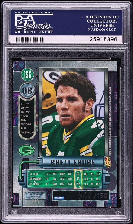 1997 Metal Universe Precious Metal Gems PMG Red Brett Favre /150 #156 PSA 8 NM-MT