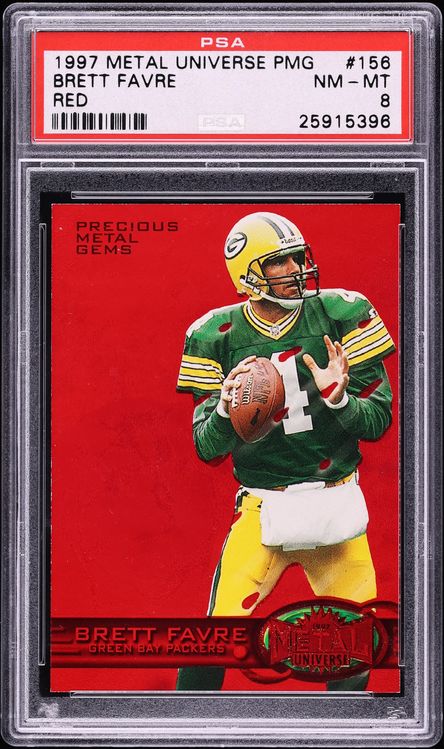 1997 Metal Universe Precious Metal Gems PMG Red Brett Favre /150 #156 PSA 8 NM-MT