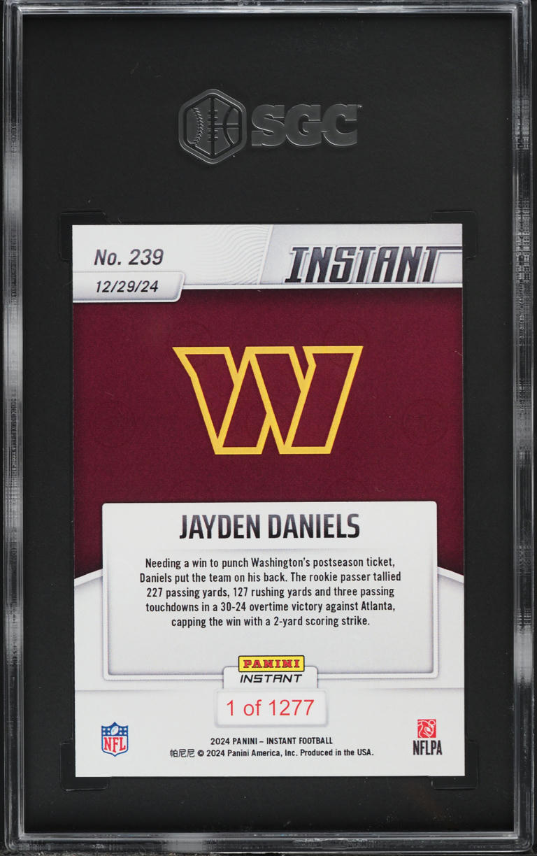2024 Panini Instant Jayden Daniels ROOKIE #239 SGC 10 GEM MINT