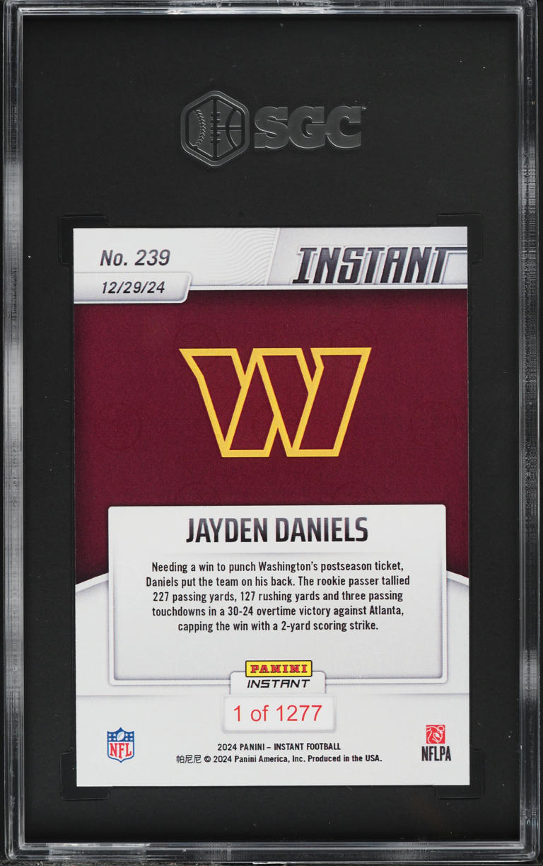 2024 Panini Instant Jayden Daniels ROOKIE #239 SGC 10 GEM MINT