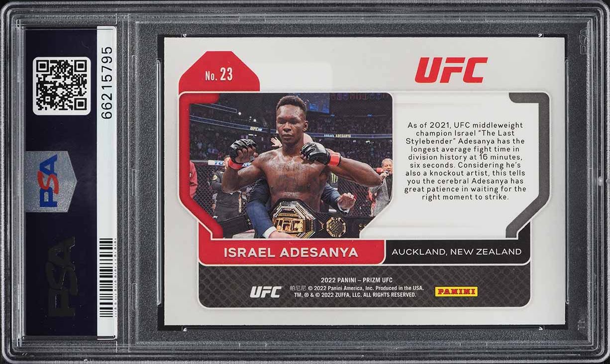2022 Panini Prizm UFC Israel Adesanya #23 PSA 9 MINT