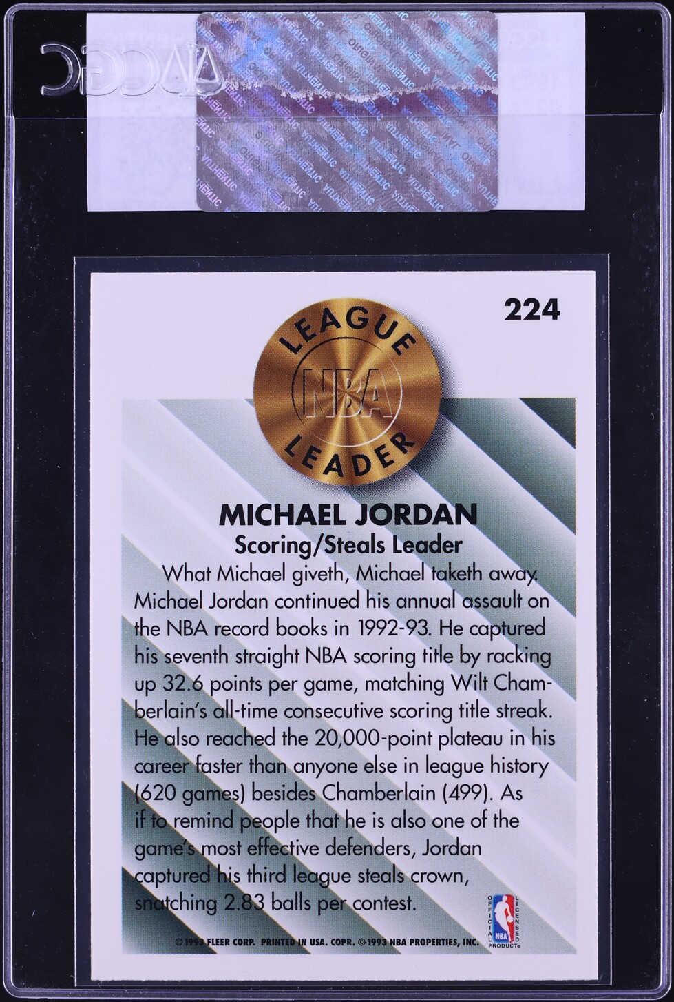 1993 Fleer Basketball Michael Jordan #224 CGC AUTH