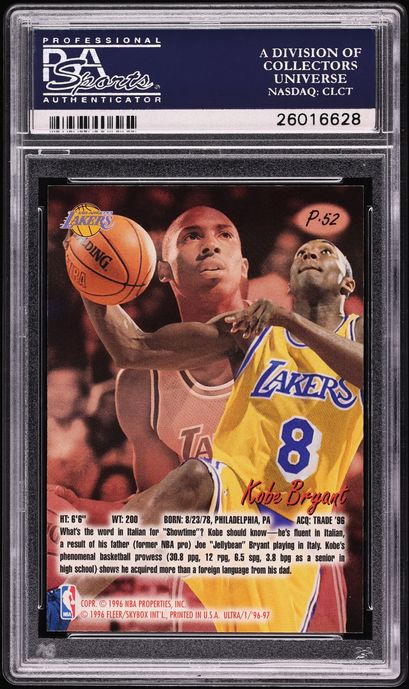 1996 Ultra Platinum Medallion Kobe Bryant ROOKIE #P52 PSA 9 MINT