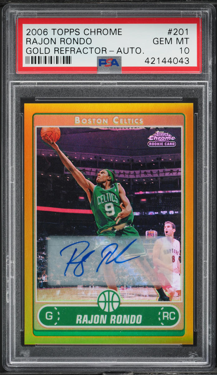 2006 Topps Chrome Gold Refractor Rajon Rondo ROOKIE AUTO /25 #201 PSA ...
