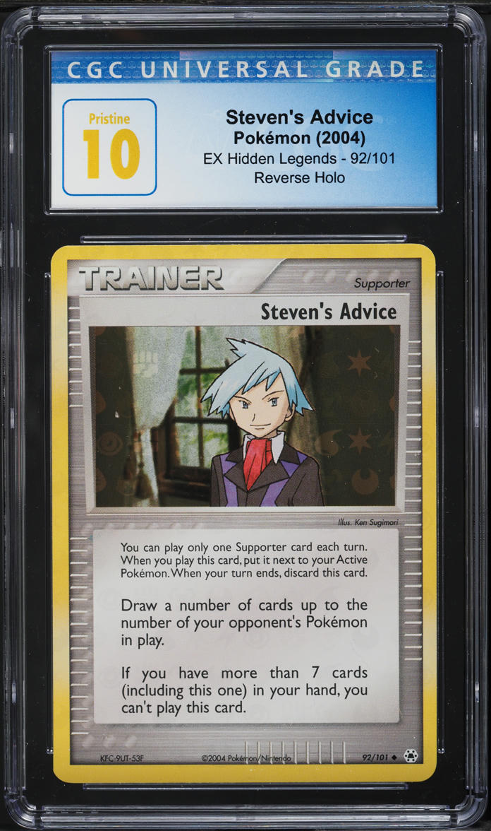 2004 Pokemon EX Hidden Legends Reverse Holo Steven's Advice #92 CGC 10 PRISTINE - Main Image