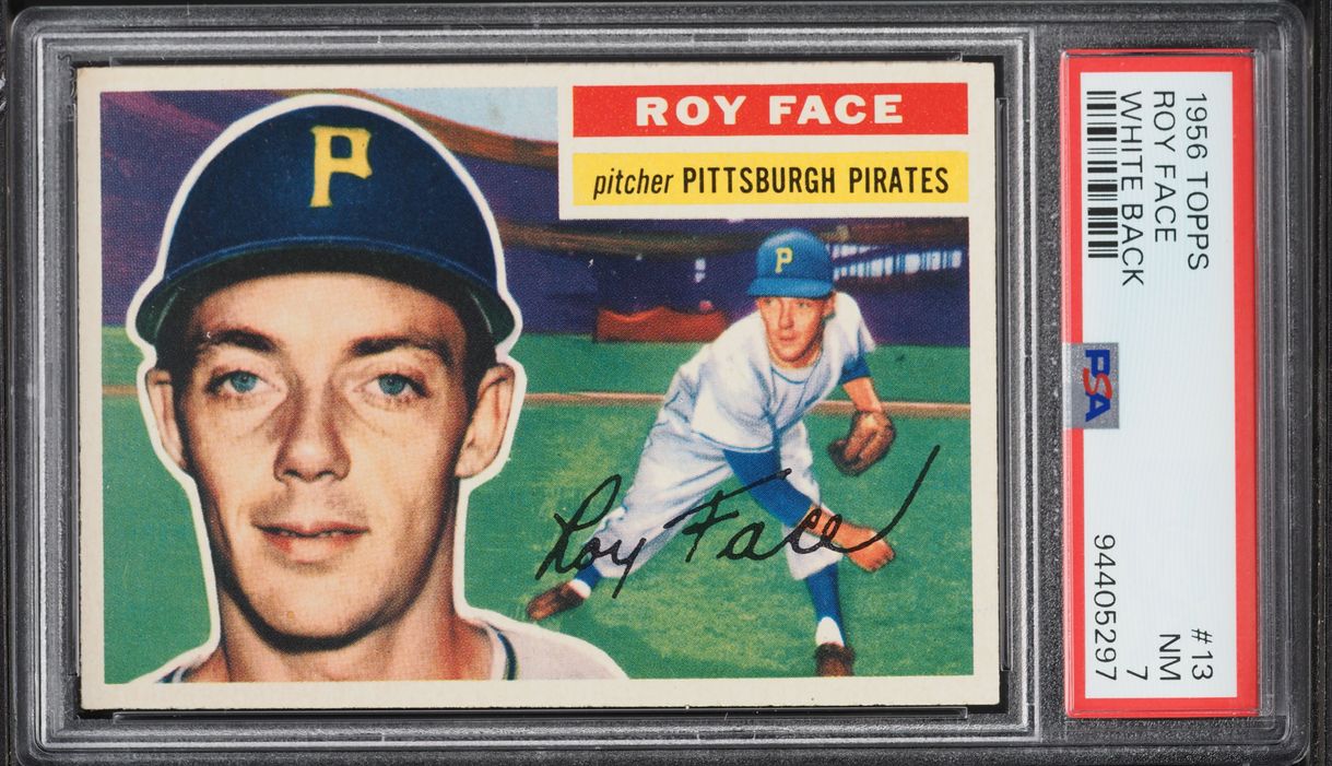 1956 Topps Roy Face WHITE BACK #13 PSA 7 NRMT