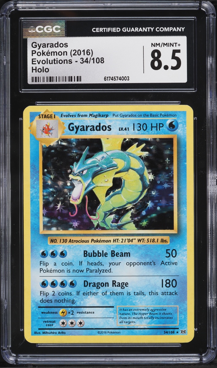 2016 Pokemon XY Evolutions Holo Gyarados #34 CGC 8.5 NM-MT+