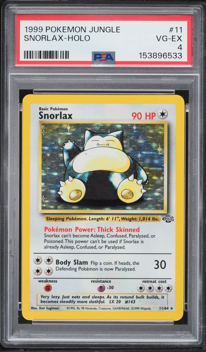 1999 Pokemon Jungle Holo Snorlax #11 PSA 4 VGEX