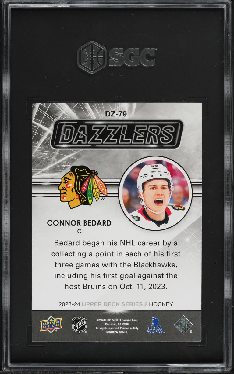 2023 Upper Deck Dazzlers Orange Connor Bedard ROOKIE #DZ-79 SGC 10 GEM MINT