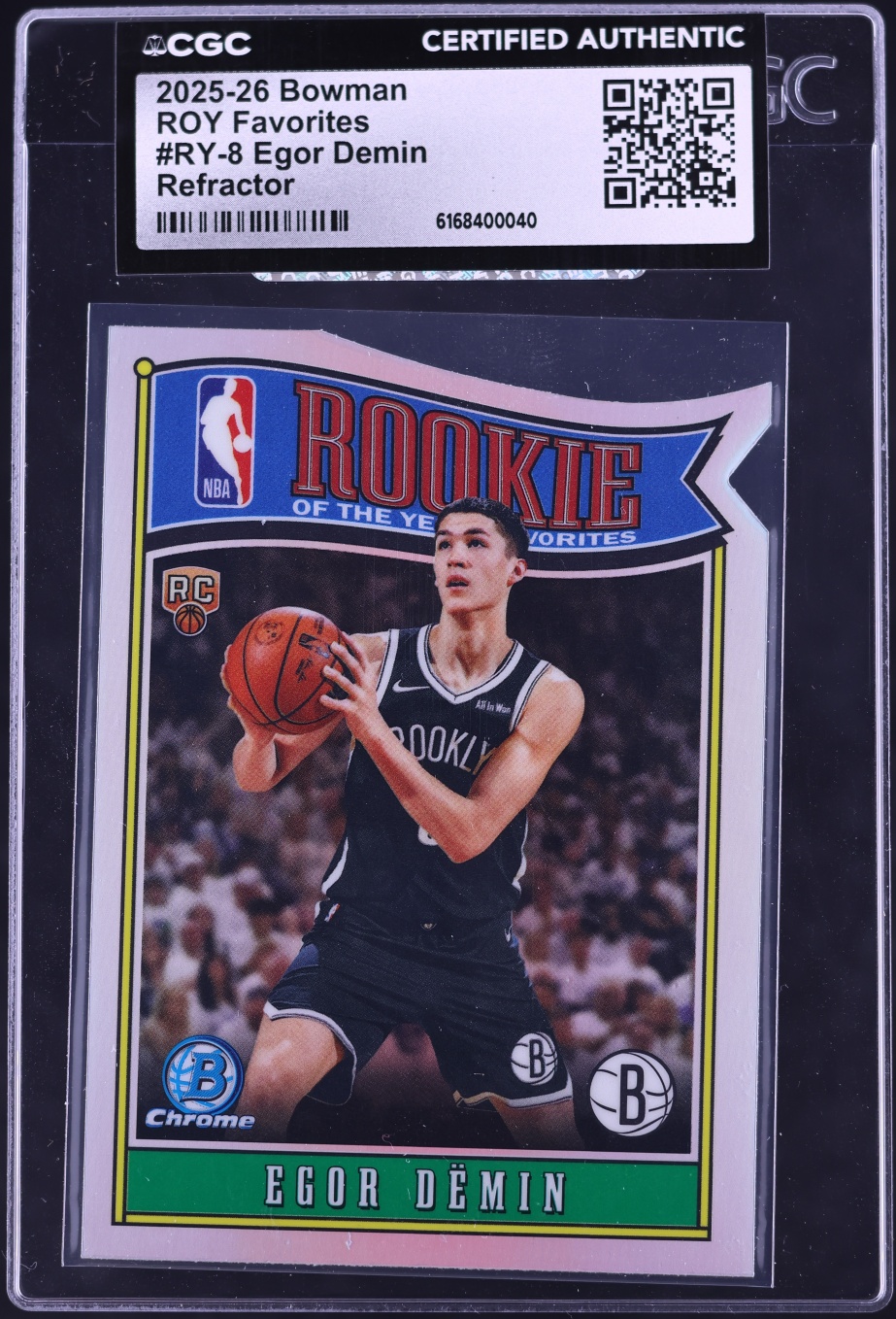 2025 Bowman Chrome ROY Favorites Refractor Egor Demin ROOKIE #RY-8 CGC AUTH