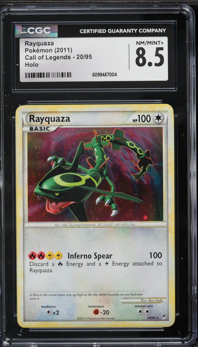 2011 Pokemon Call Of Legends Holo Rayquaza #20 CGC 8.5 NM-MT+