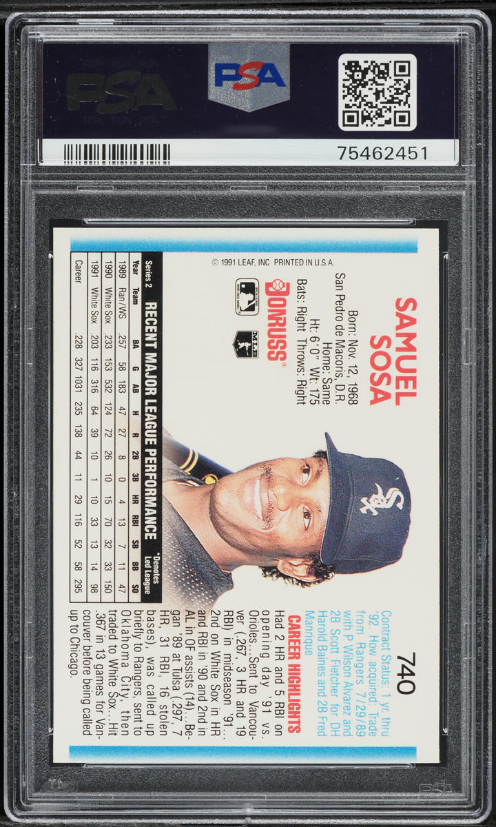 1992 Donruss Sammy Sosa #740 PSA 9 MINT