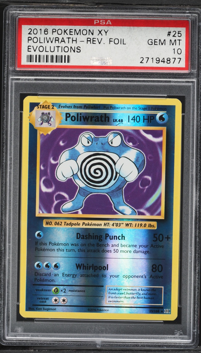 2016 Pokemon XY Evolutions Reverse Holo Poliwrath #25 PSA 10 GEM MINT