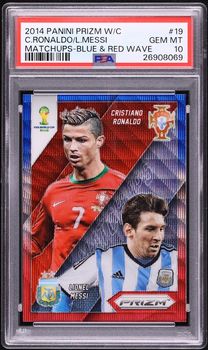 2014 Panini Prizm World Cup Blue Red Wave Cristiano Ronaldo Lionel