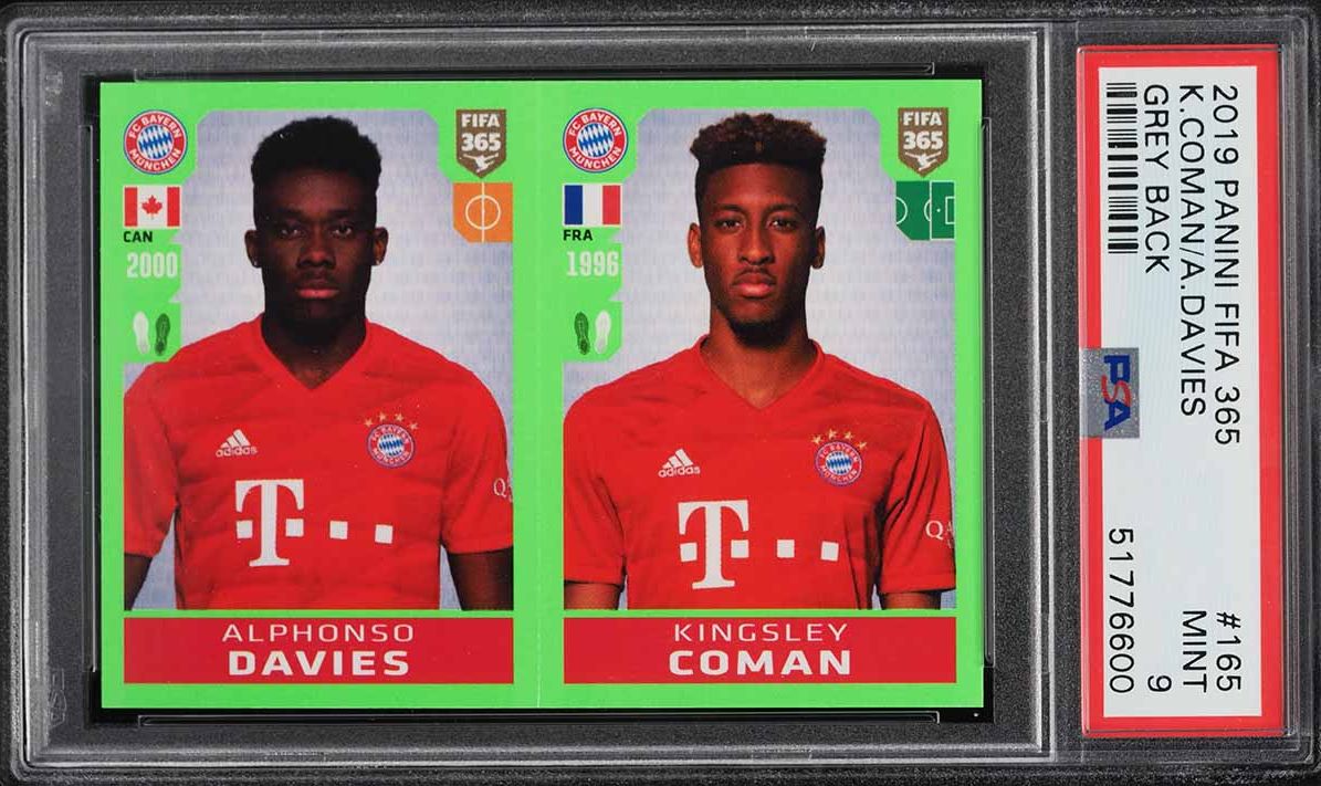 2019 Panini FIFA 365 Gray Back Kingsley Coman & Alphonso Davies #165 PSA 9 MINT