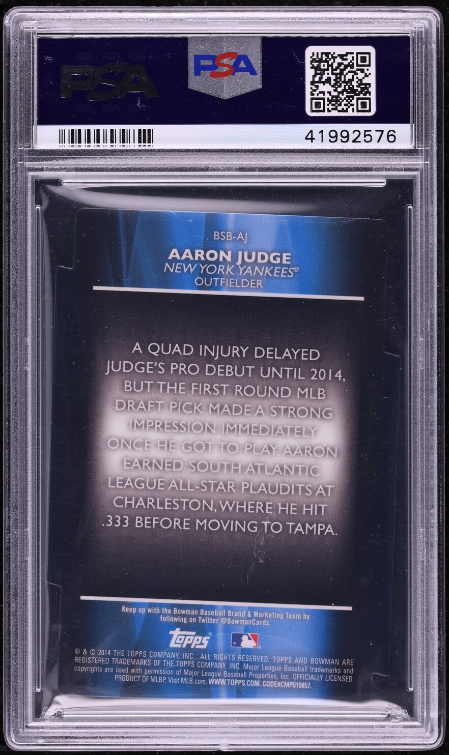 2014 Bowman Chrome Draft Scout's Breakouts Die-Cut Aaron Judge PROSPECT PSA 10