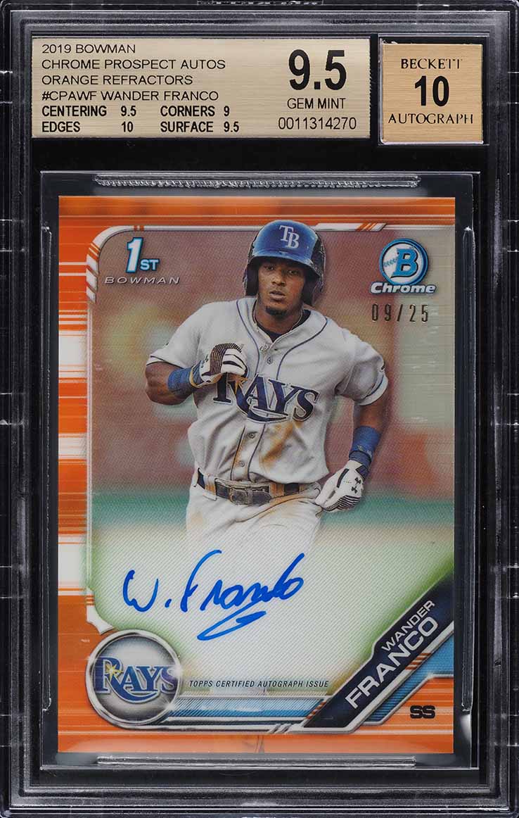 2019 Bowman Chrome Orange Refractor Wander Franco ROOKIE AUTO /25