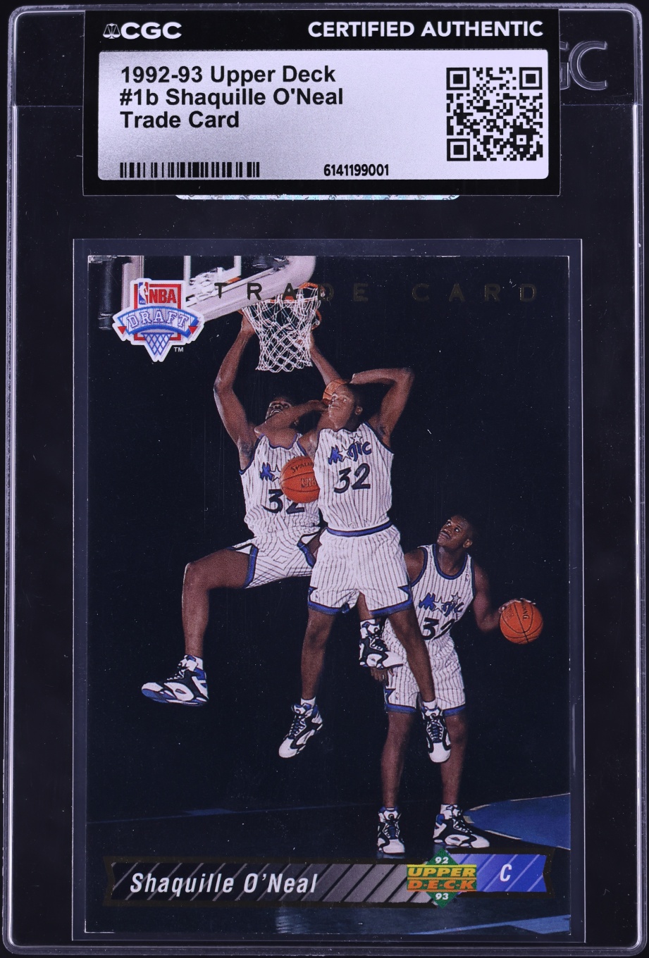 1992 Upper Deck Trade Card Shaquille O'Neal ROOKIE #1b CGC AUTH