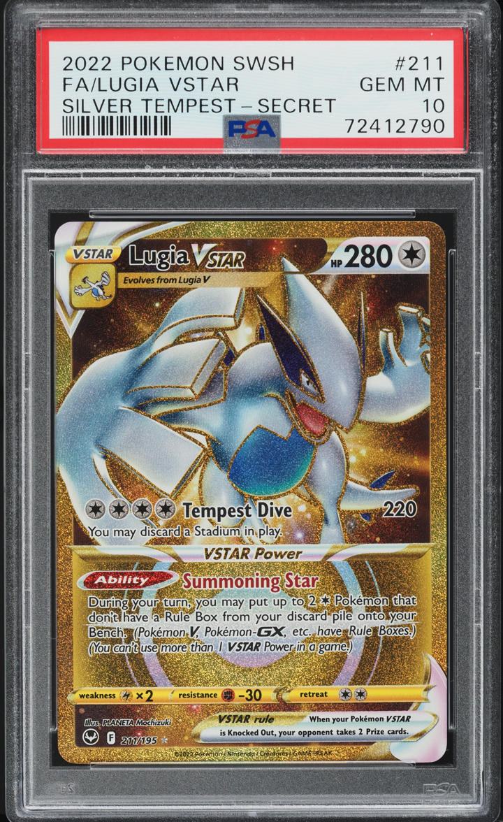 2022 Pokemon Sword & Shield Silver Tempest Gold Rare Lugia VSTAR #211 PSA 10 GEM MINT