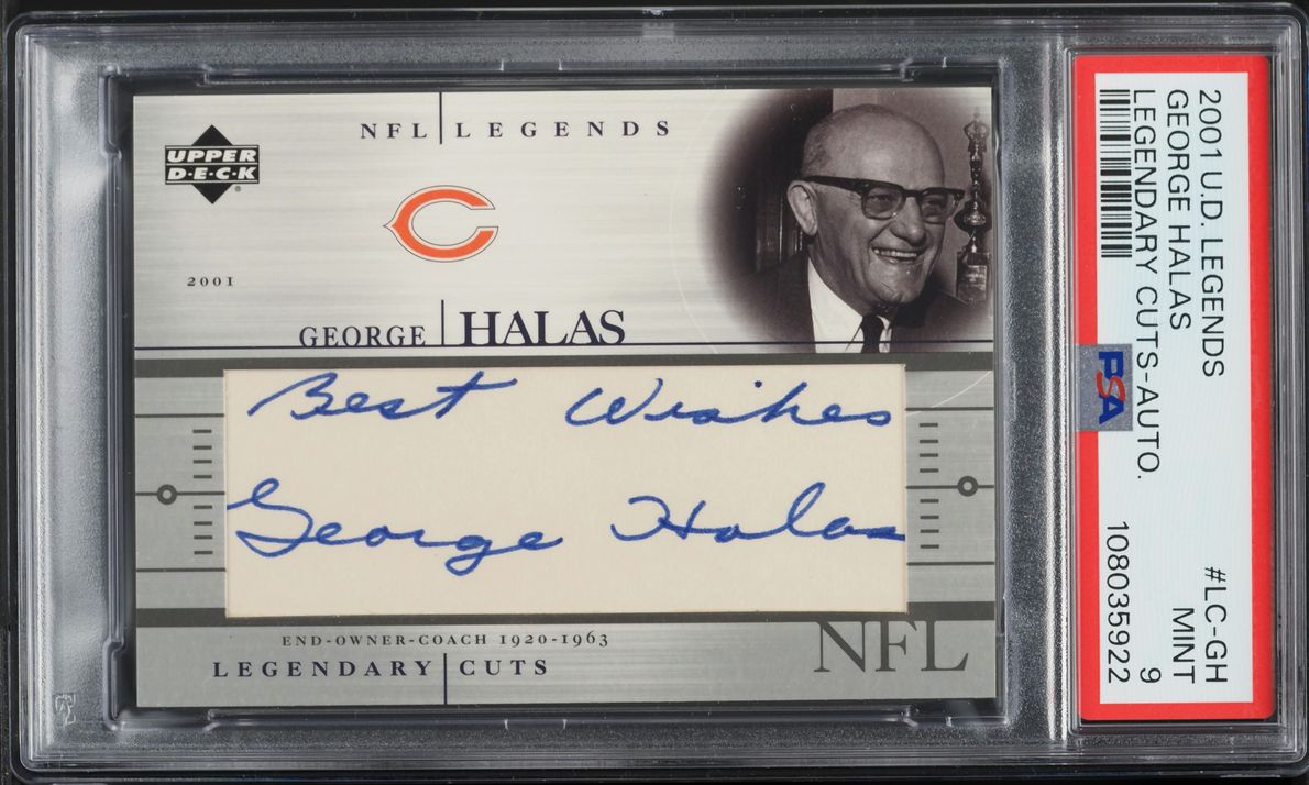 2001 Upper Deck Legends Legendary Cuts George Halas AUTO #LC-GH PSA 9 MINT