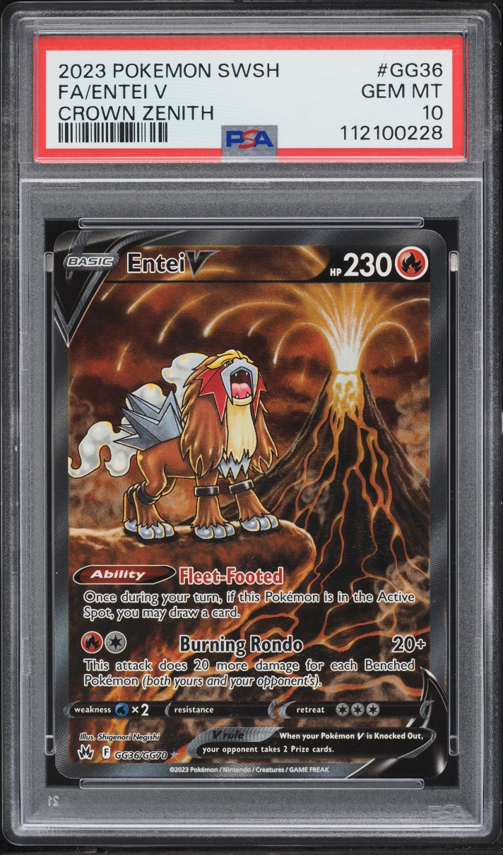2023 Pokemon Sword & Shield Crown Zenith Full Art Entei V #GG36 PSA 10 GEM MINT