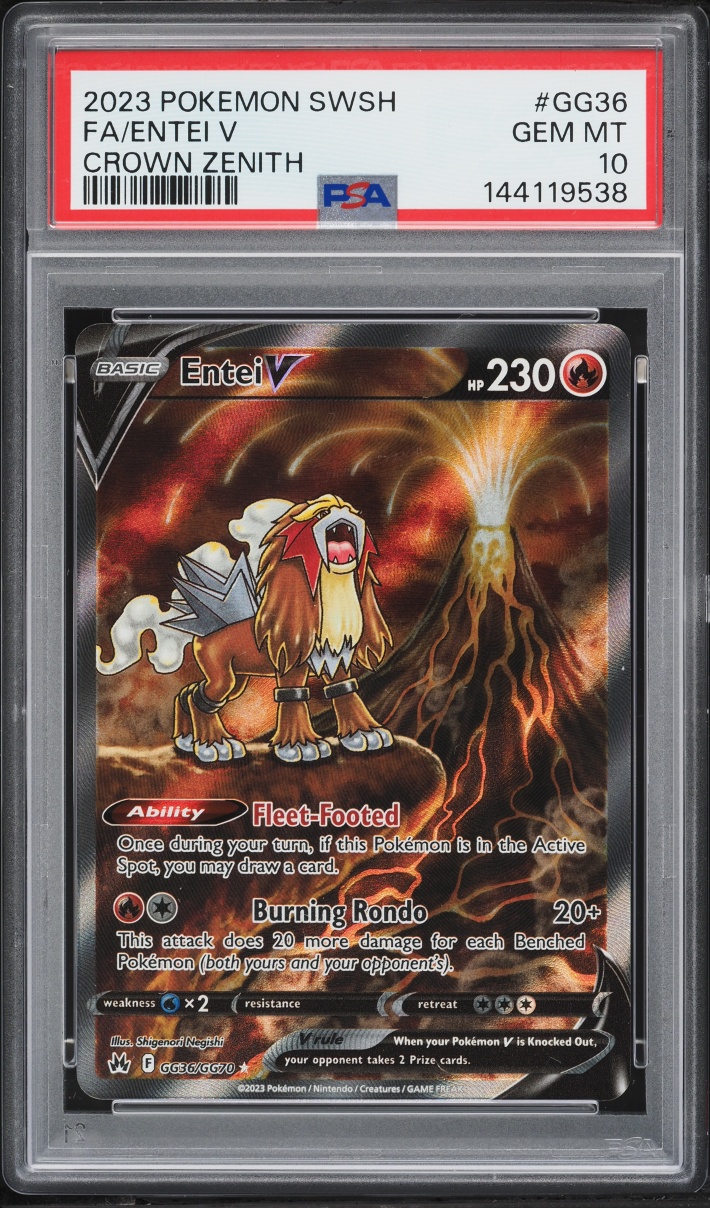 2023 Pokemon Sword & Shield Crown Zenith Alt Art Entei V #GG36 PSA 10 GEM MINT