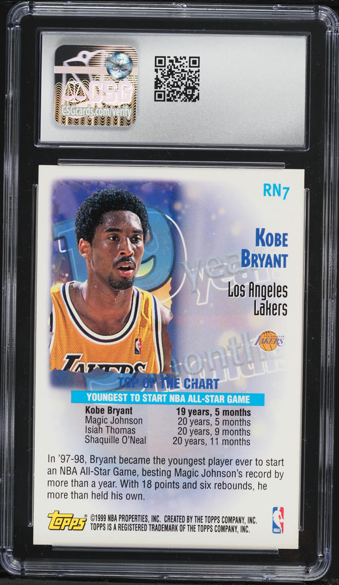 1999 Topps Record Numbers Kobe Bryant #RN7 CSG 10 GEM MINT