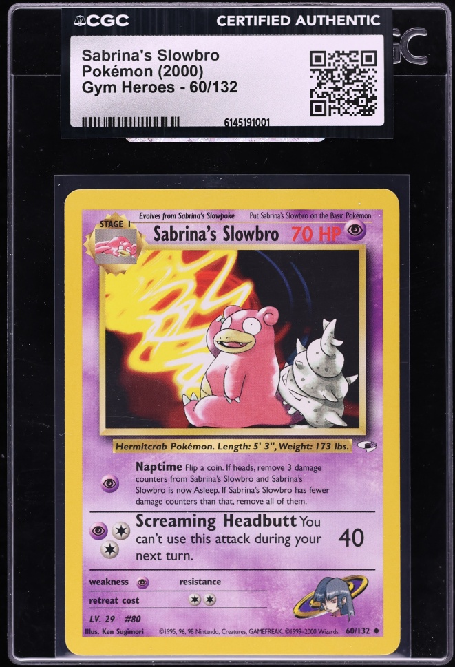 2000 Pokemon Gym Heroes Sabrina's Slowbro #60 CGC AUTH