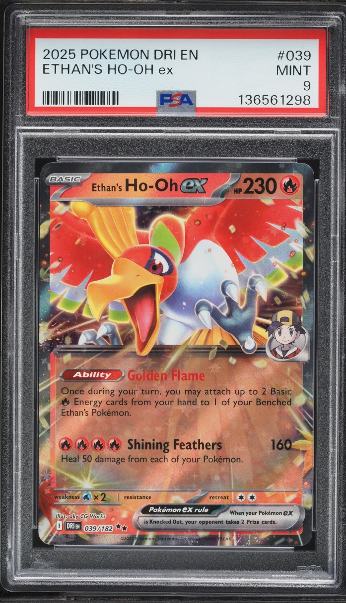 2025 Pokemon Scarlet & Violet Destined Rivals Holo Ethan's Ho-Oh ex #39 PSA 9 MINT