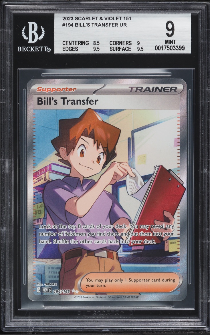 2023 Pokemon Scarlet & Violet 151 Full Art Bill's Transfer #194 BGS 9 MINT
