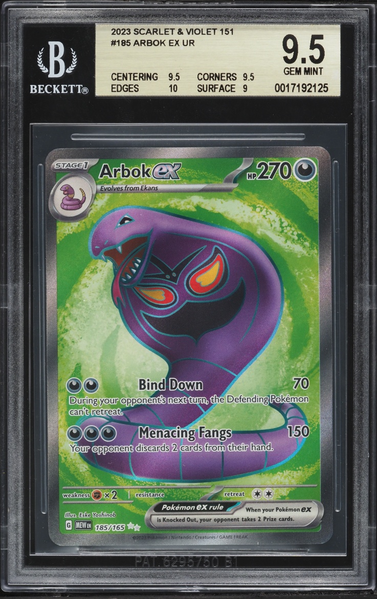 2023 Pokemon Scarlet & Violet 151 Full Art Arbok Ex #185 BGS 9.5 GEM MINT