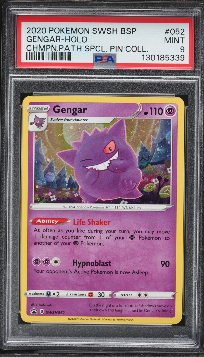 2020 Pokemon Sword & Shield Promo Champions Path Pin Collection Holo Gengar #52 PSA 9 MINT