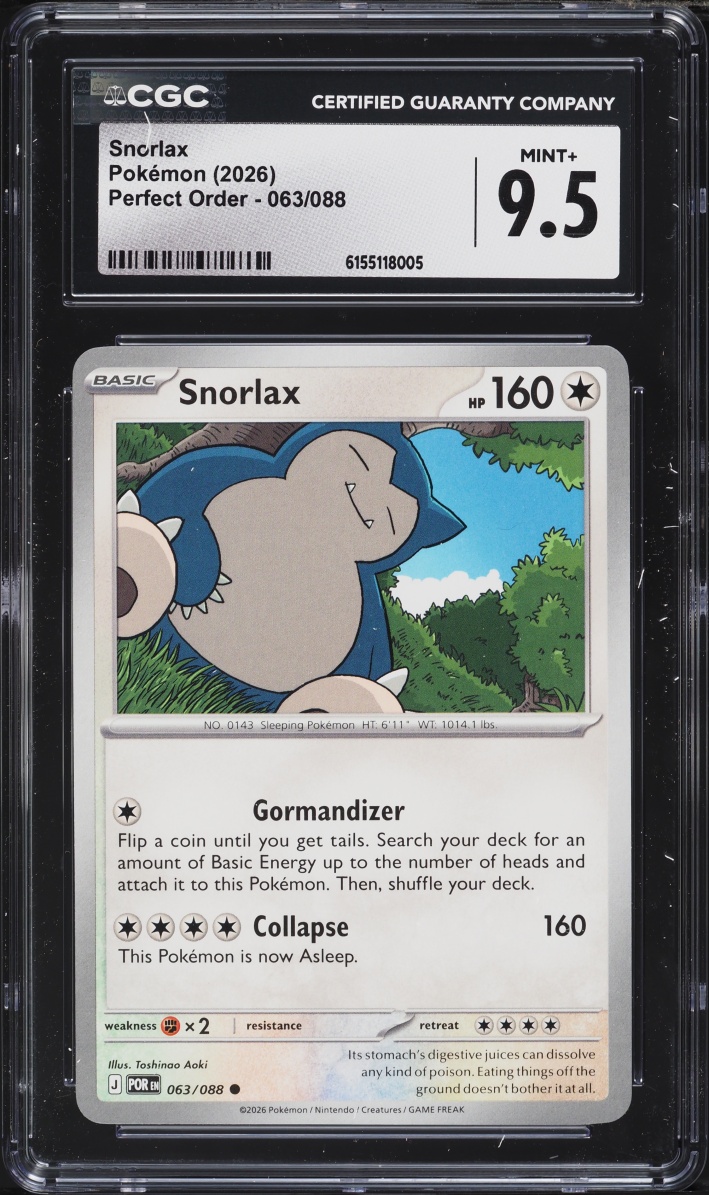 2026 Pokemon Mega Evolution Perfect Order Snorlax #63 CGC 9.5 MINT+