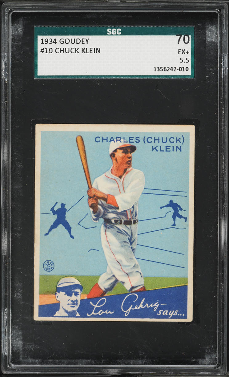 1934 Goudey Chuck Klein #10 SGC 5.5 EX+