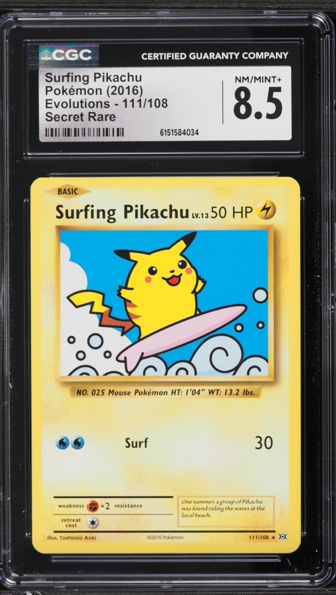 2016 Pokemon XY Evolutions Surfing Pikachu #111 CGC 8.5 NM-MT+