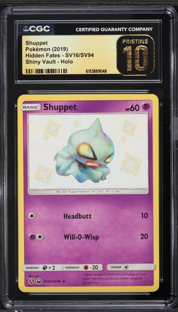 2019 Pokemon Sun & Moon Hidden Fates Shiny Shuppet #SV16 CGC 10 PRISTINE