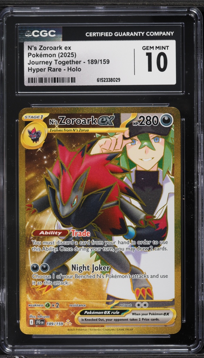 2025 Pokemon Scarlet & Violet Journey Together Gold Rare N's Zoroark ex #189 CGC 10 GEM MINT