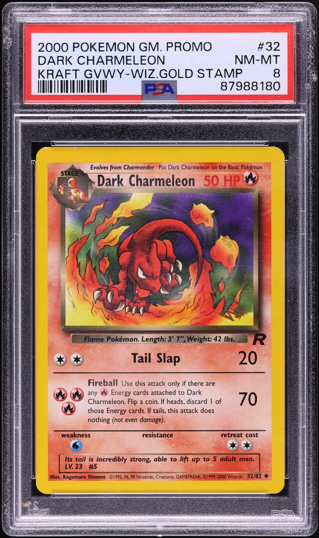 2001 Pokemon Promo Kraft Wizard Gold Stamp Dark Charmeleon #32 PSA 8 NM-MT
