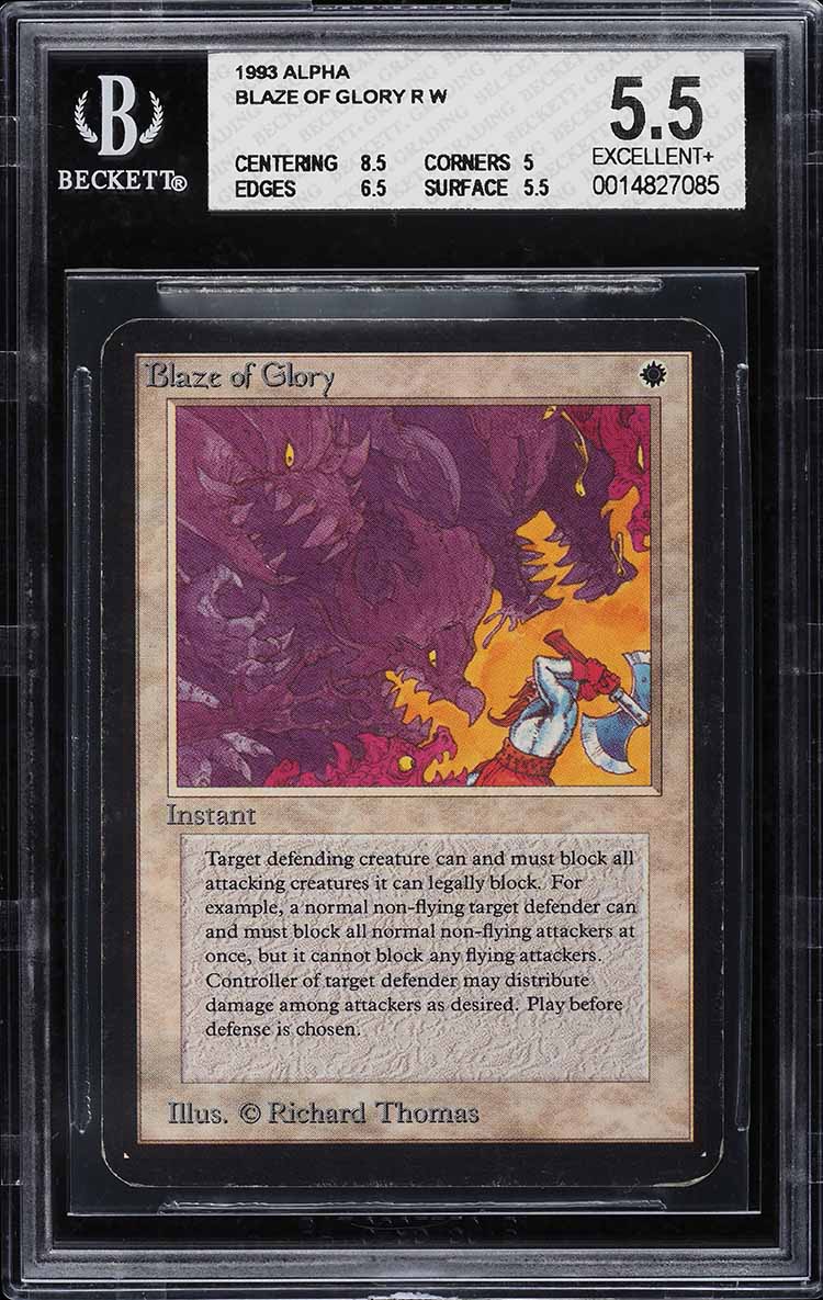 1993 Magic The Gathering MTG Alpha Blaze Of Glory BGS 5.5 EX+ on