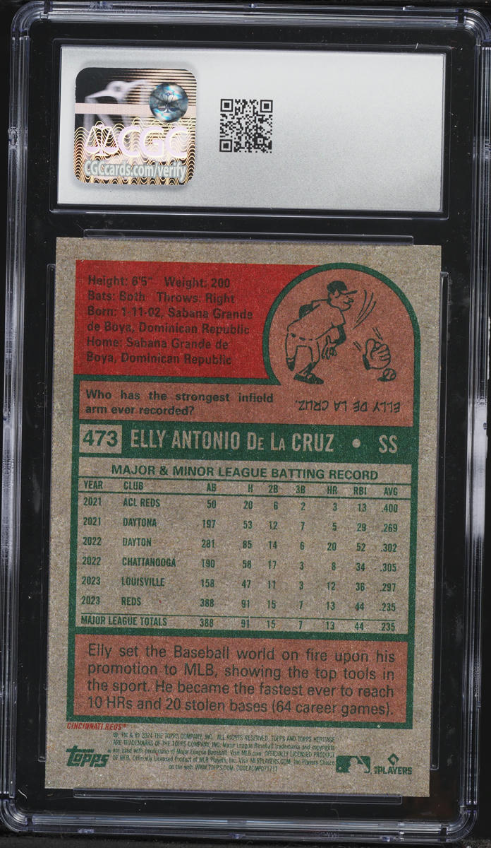 2024 Topps Heritage Elly De La Cruz ROOKIE #473 CGC 9.5 MINT+