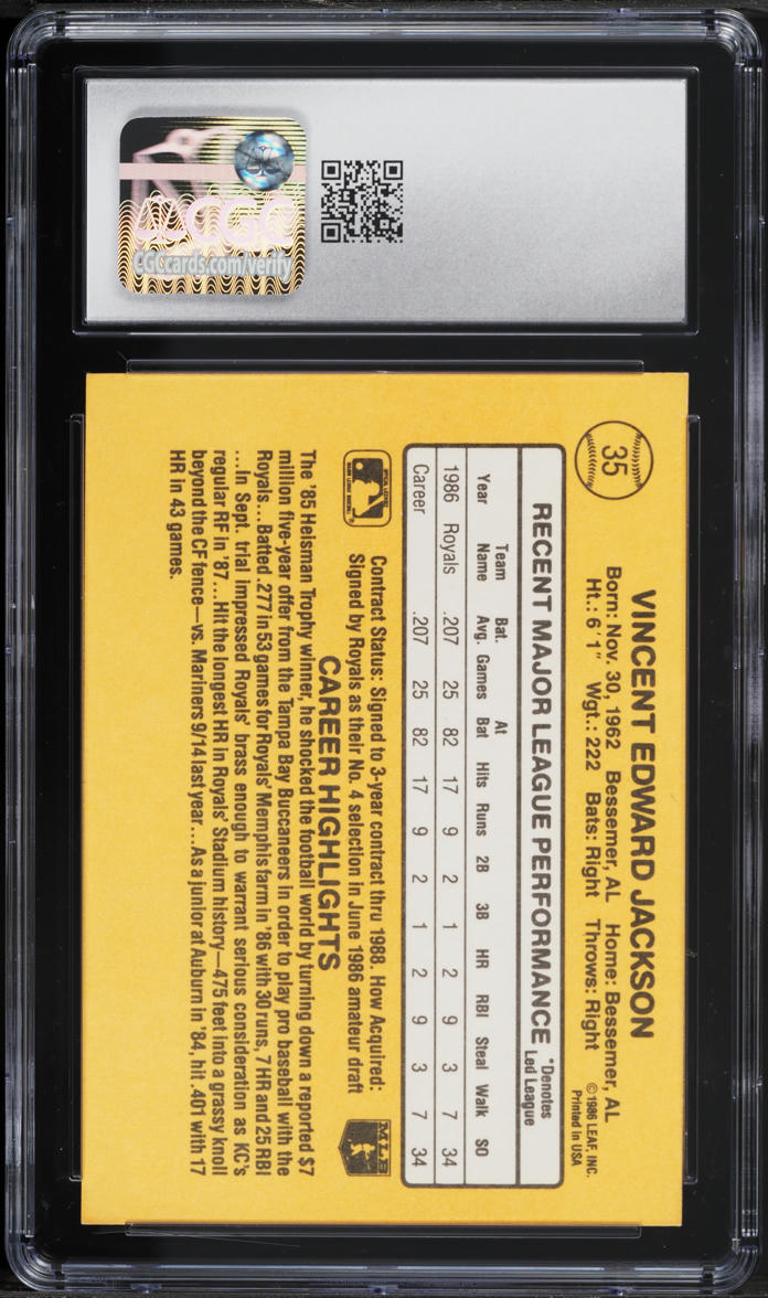 1987 Donruss Bo Jackson ROOKIE #35 CGC 7.5 NRMT+