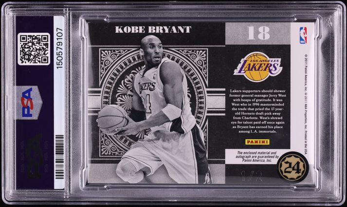 2010 Playoff National Treasures Colossal Kobe Bryant NBA LOGOMAN PATCH AUTO DNA 10 1/2 PSA 6