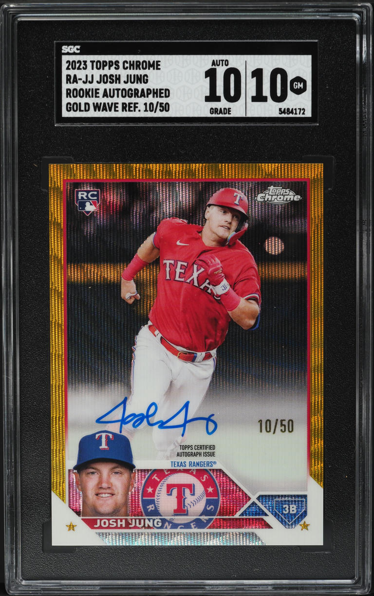 2023 Topps Chrome Gold Wave Refractor Josh Jung ROOKIE AUTO /50 #RA-JJ SGC 10 GEM MINT
