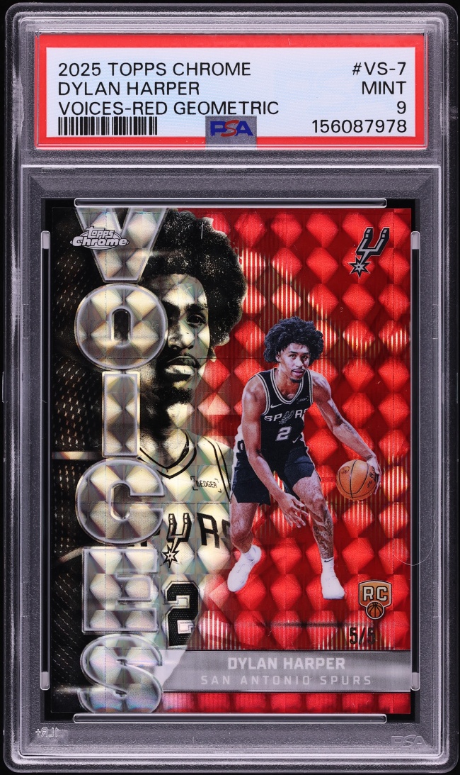 2025 Topps Chrome Voices Red Geometric Dylan Harper ROOKIE 5/5 #VS-7 PSA 9 MINT
