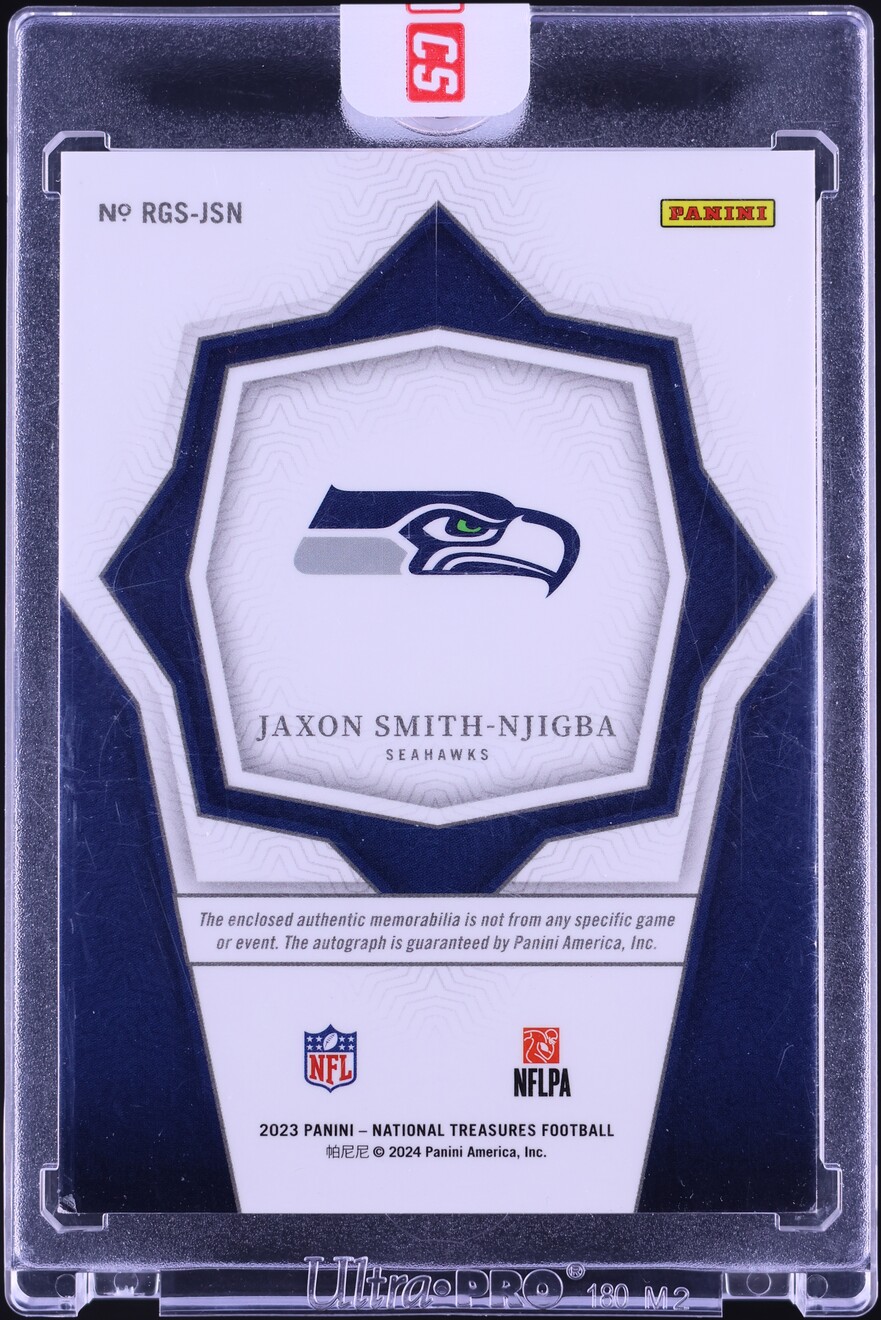 2023 National Treasures Gloves Purple Jaxon Smith-Njigba ROOKIE PATCH AUTO /15