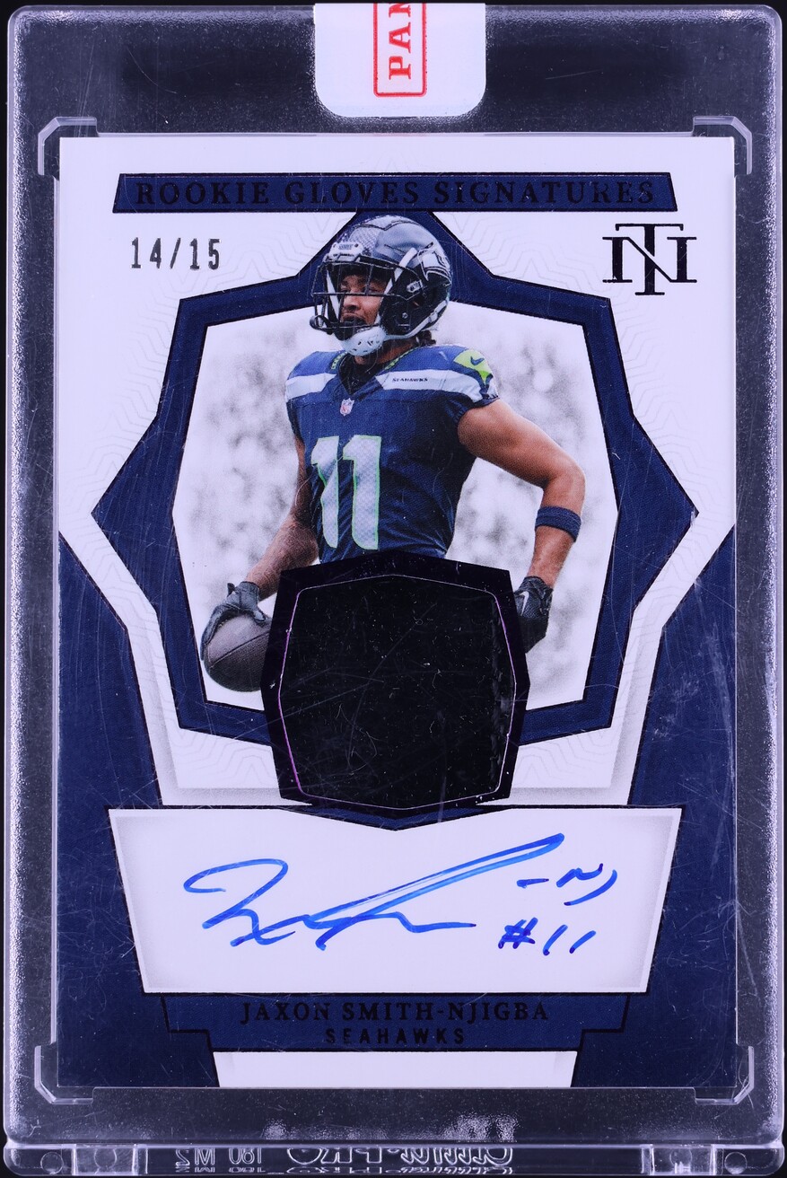 2023 National Treasures Gloves Purple Jaxon Smith-Njigba ROOKIE PATCH AUTO /15