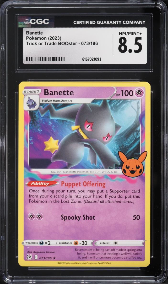 2023 Pokemon Sword & Shield Lost Origin Trick Or Trade Banette #73 CGC 8.5 NM-MT+