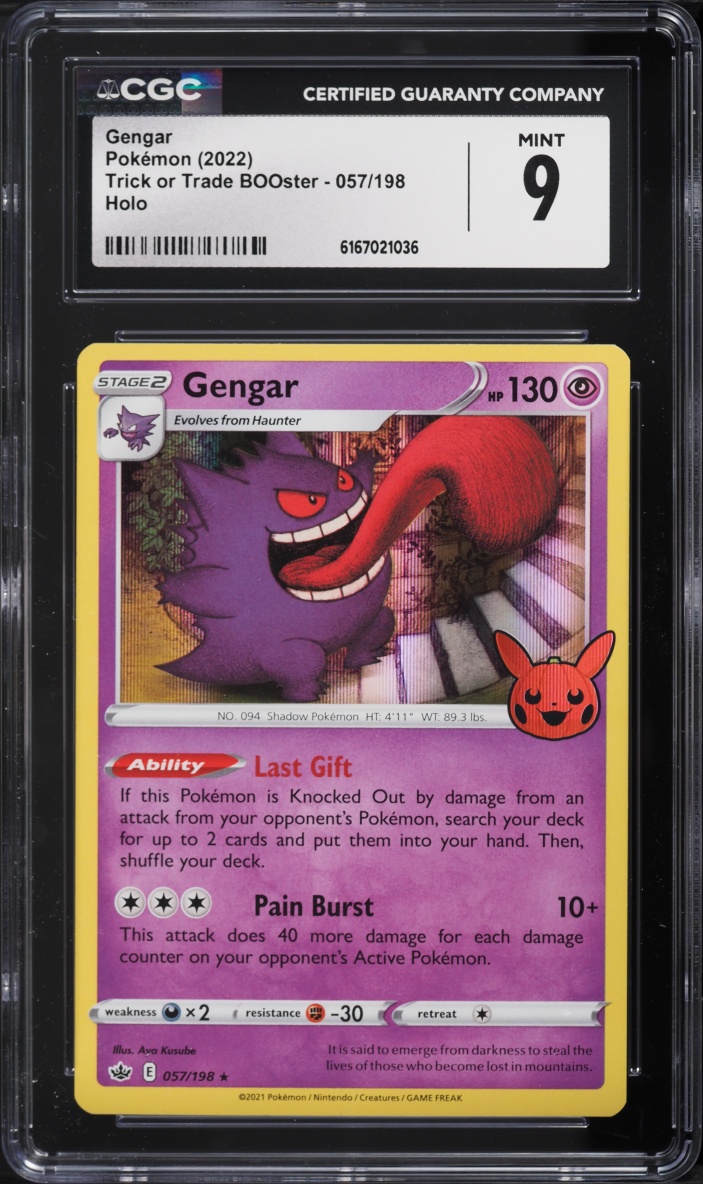 2022 Pokemon Sword & Shield Chilling Reign Trick Or Trade Holo Gengar #57 CGC 9 MINT